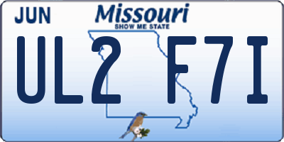 MO license plate UL2F7I