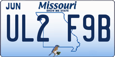 MO license plate UL2F9B