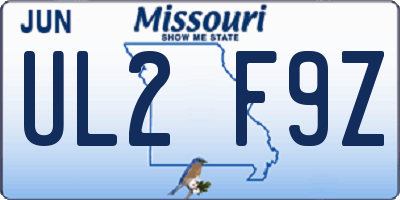MO license plate UL2F9Z