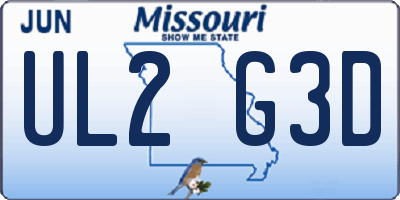 MO license plate UL2G3D