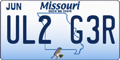 MO license plate UL2G3R
