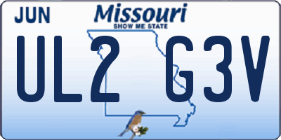 MO license plate UL2G3V
