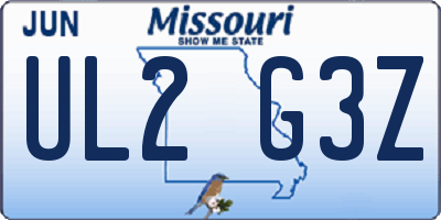 MO license plate UL2G3Z