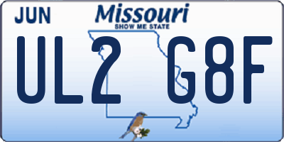 MO license plate UL2G8F