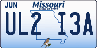 MO license plate UL2I3A