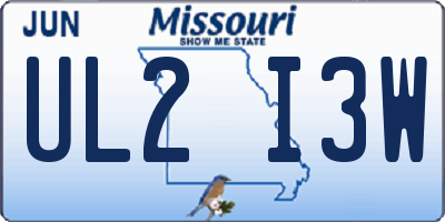 MO license plate UL2I3W