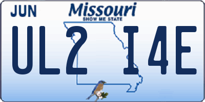 MO license plate UL2I4E