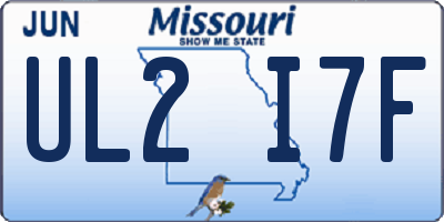 MO license plate UL2I7F
