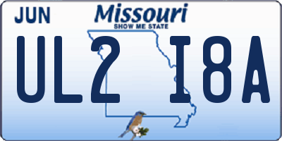 MO license plate UL2I8A