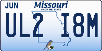 MO license plate UL2I8M