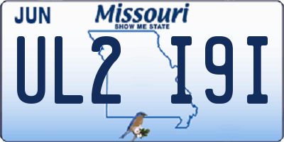 MO license plate UL2I9I