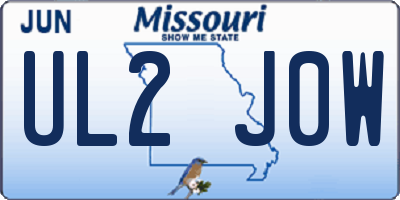 MO license plate UL2J0W