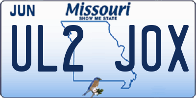 MO license plate UL2J0X