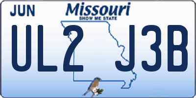 MO license plate UL2J3B