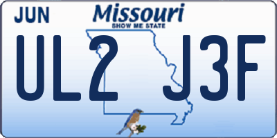 MO license plate UL2J3F