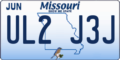 MO license plate UL2J3J