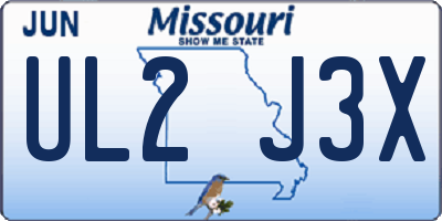 MO license plate UL2J3X