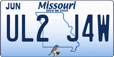MO license plate UL2J4W
