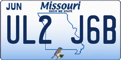 MO license plate UL2J6B
