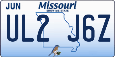MO license plate UL2J6Z