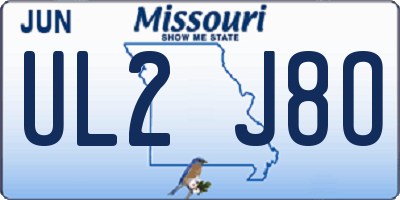 MO license plate UL2J8O