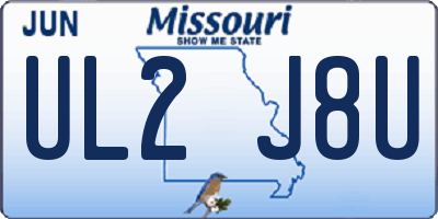 MO license plate UL2J8U