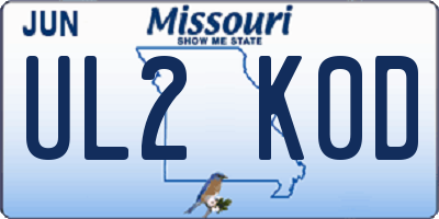 MO license plate UL2K0D