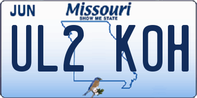 MO license plate UL2K0H