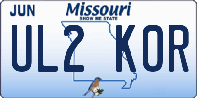 MO license plate UL2K0R