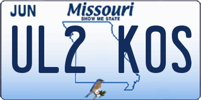 MO license plate UL2K0S