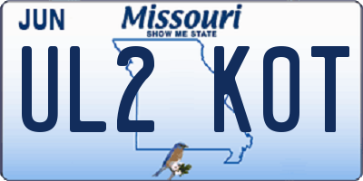 MO license plate UL2K0T