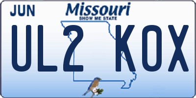 MO license plate UL2K0X