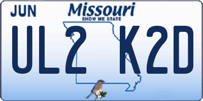 MO license plate UL2K2D