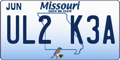 MO license plate UL2K3A