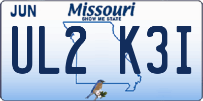 MO license plate UL2K3I