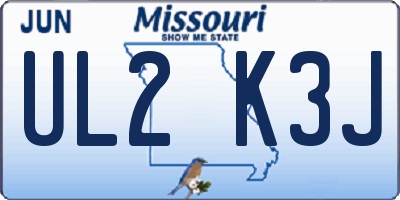 MO license plate UL2K3J