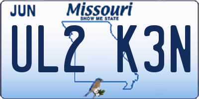 MO license plate UL2K3N