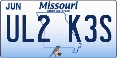 MO license plate UL2K3S