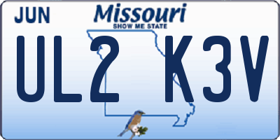MO license plate UL2K3V
