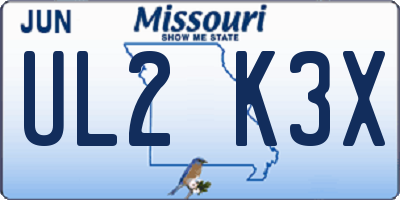 MO license plate UL2K3X
