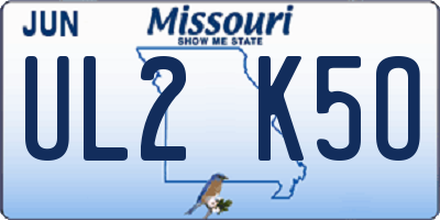 MO license plate UL2K5O