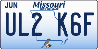 MO license plate UL2K6F