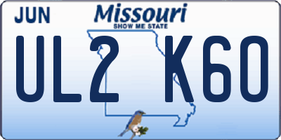 MO license plate UL2K6O