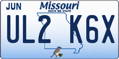 MO license plate UL2K6X