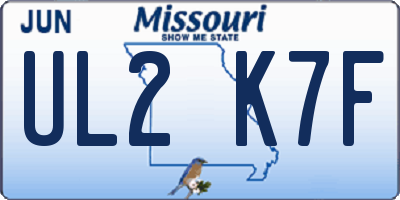 MO license plate UL2K7F