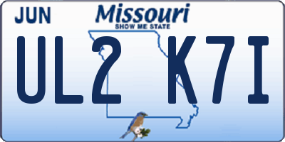 MO license plate UL2K7I