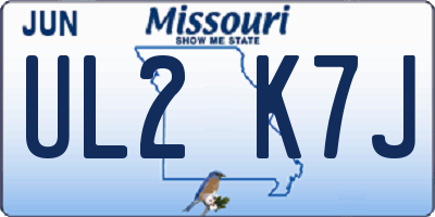 MO license plate UL2K7J