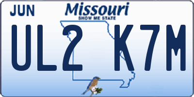 MO license plate UL2K7M
