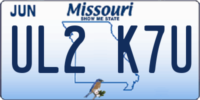 MO license plate UL2K7U