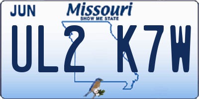 MO license plate UL2K7W